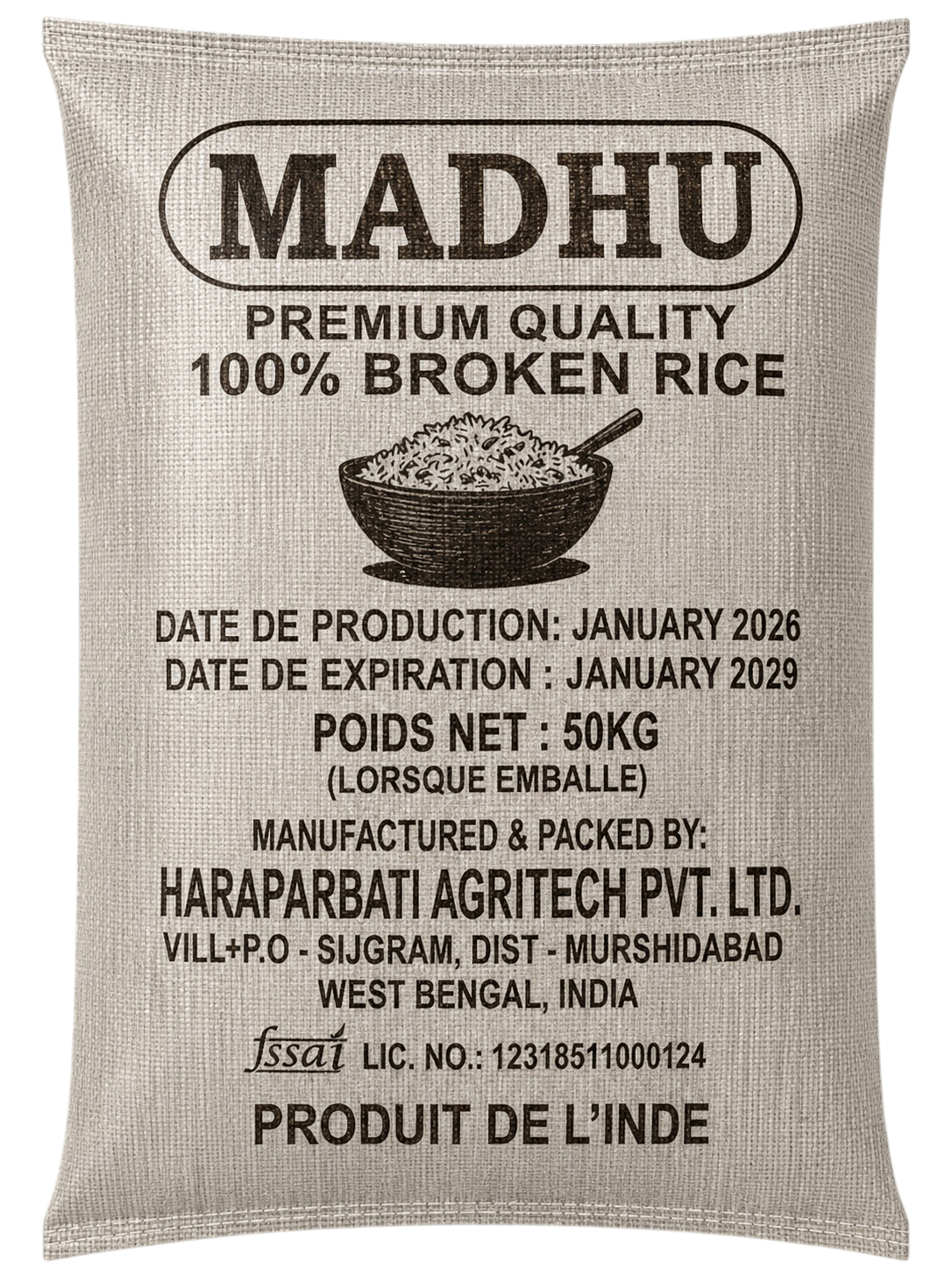 Rice packed for export in containers